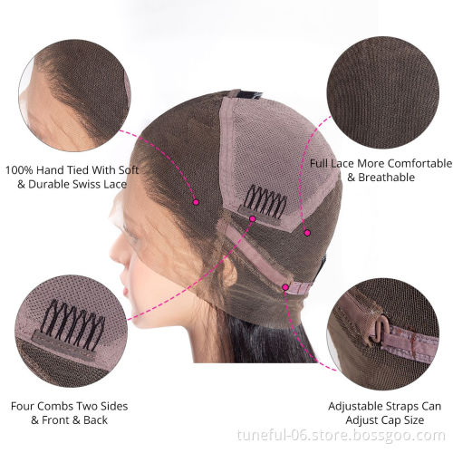 Tuneful Wholesale Virgin Brazilian Hair Wigs Cuticle Aligned Hair 360 Lace Frontal Wig Human Hair Wigs For Black Women